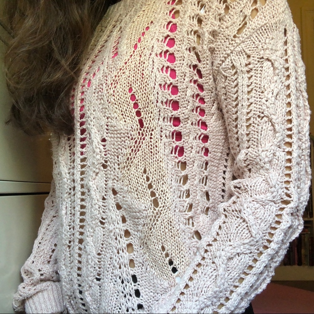 H&M Light Pink Crochet Sweater